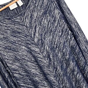 Chicos Weekends Women's L 12/14 Blue Textured Tunic Top Artsy Stretch‎ Casual